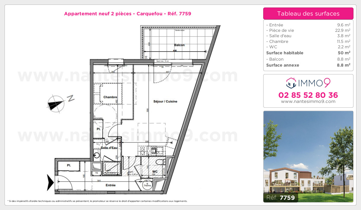Plan et surfaces, Programme neuf Carquefou Référence n° 7759