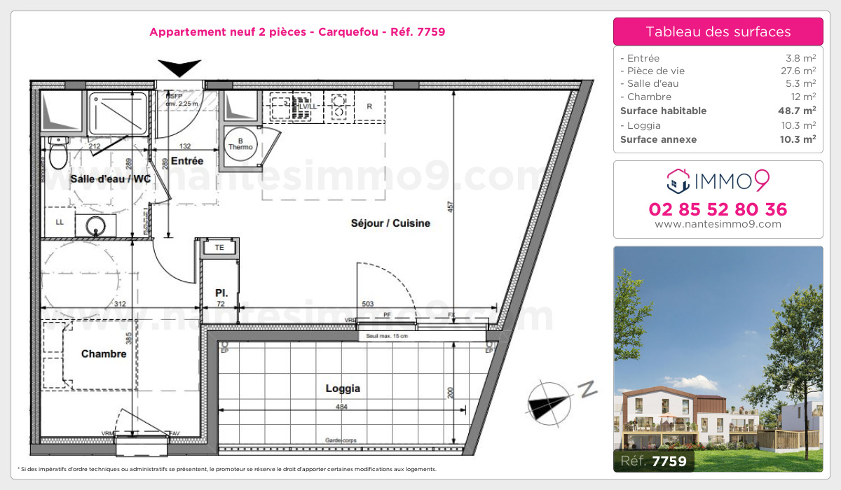 Plan et surfaces, Programme neuf Carquefou Référence n° 7759