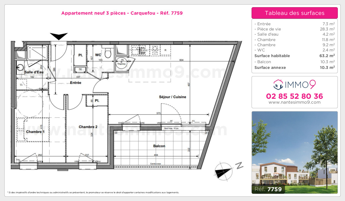 Plan et surfaces, Programme neuf Carquefou Référence n° 7759