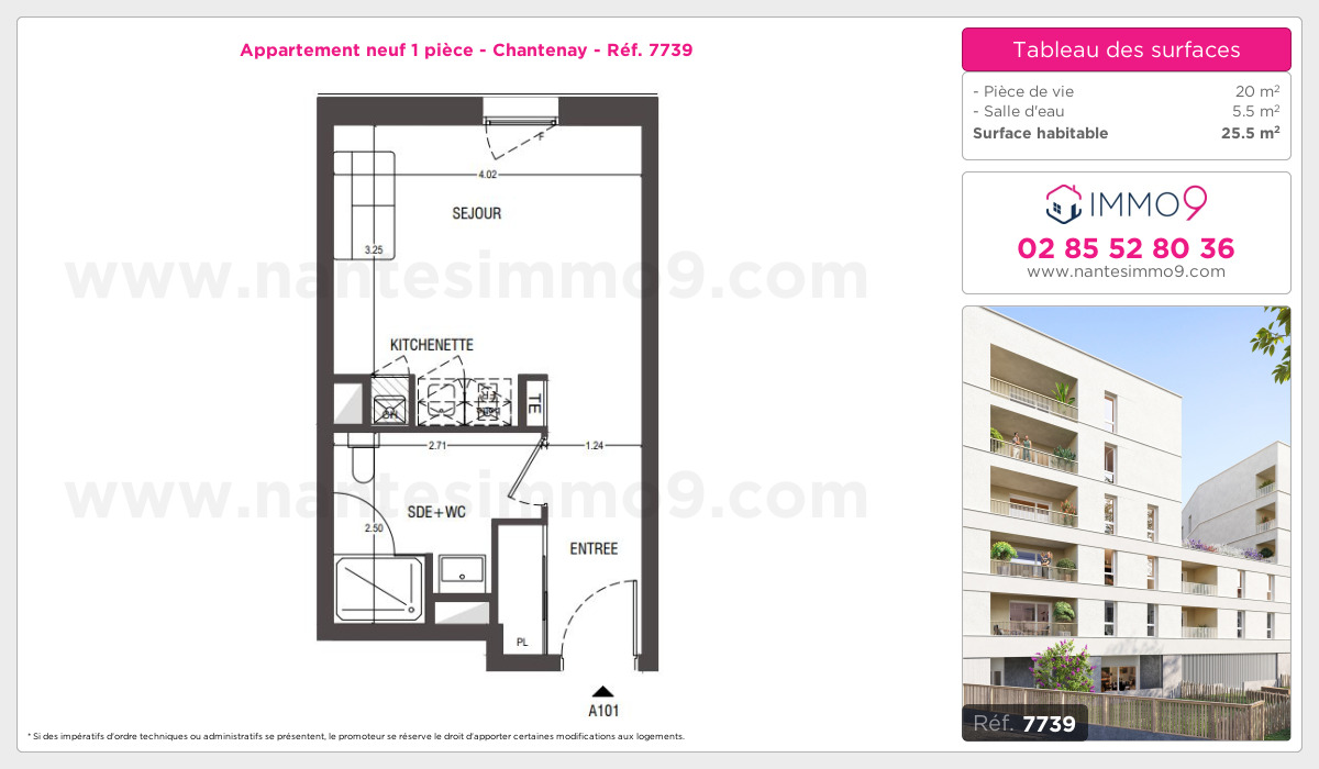 Plan et surfaces, Programme neuf Nantes : Chantenay Référence n° 7739