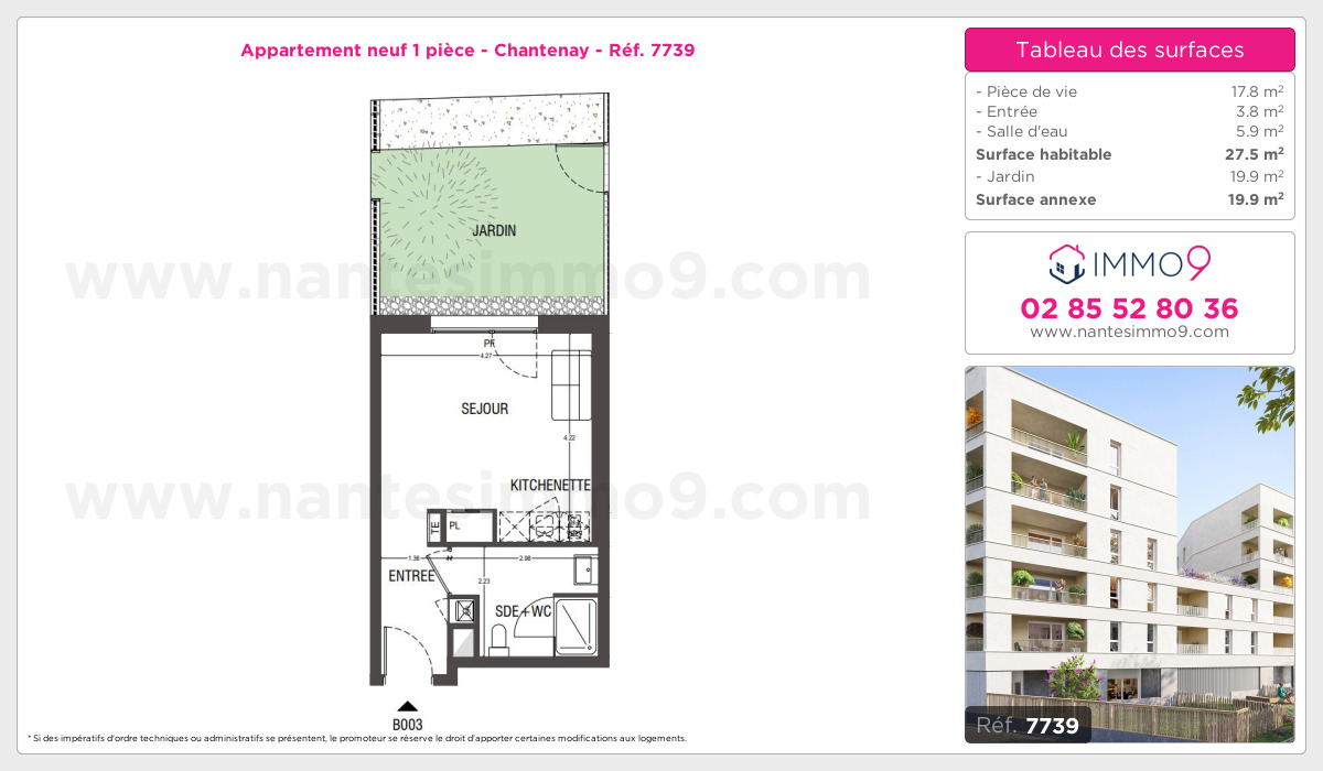 Plan et surfaces, Programme neuf Nantes : Chantenay Référence n° 7739