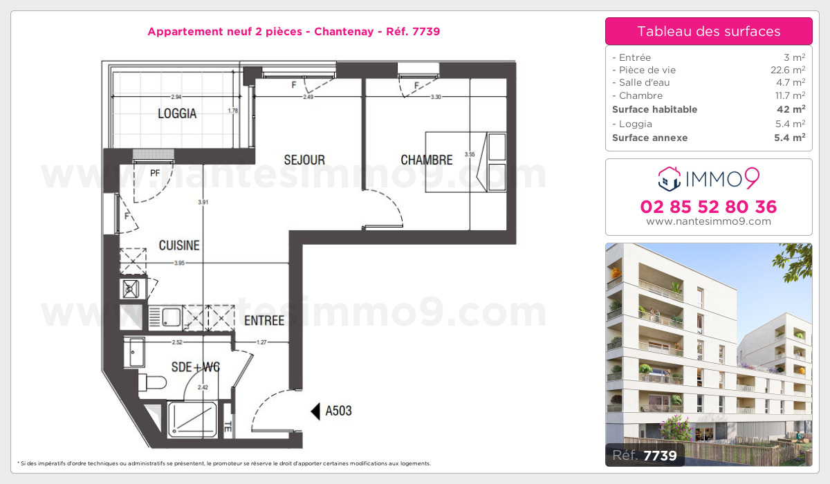 Plan et surfaces, Programme neuf Nantes : Chantenay Référence n° 7739