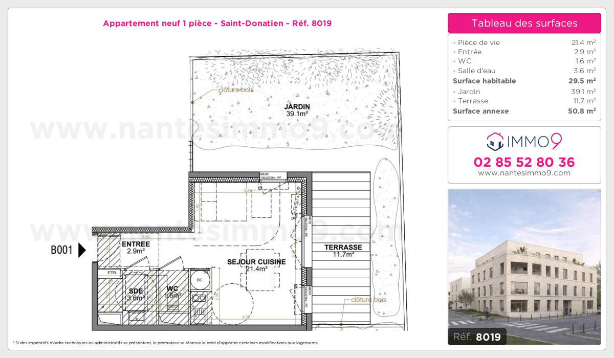 Plan et surfaces, Programme neuf Nantes : Saint-Donatien Référence n° 8019
